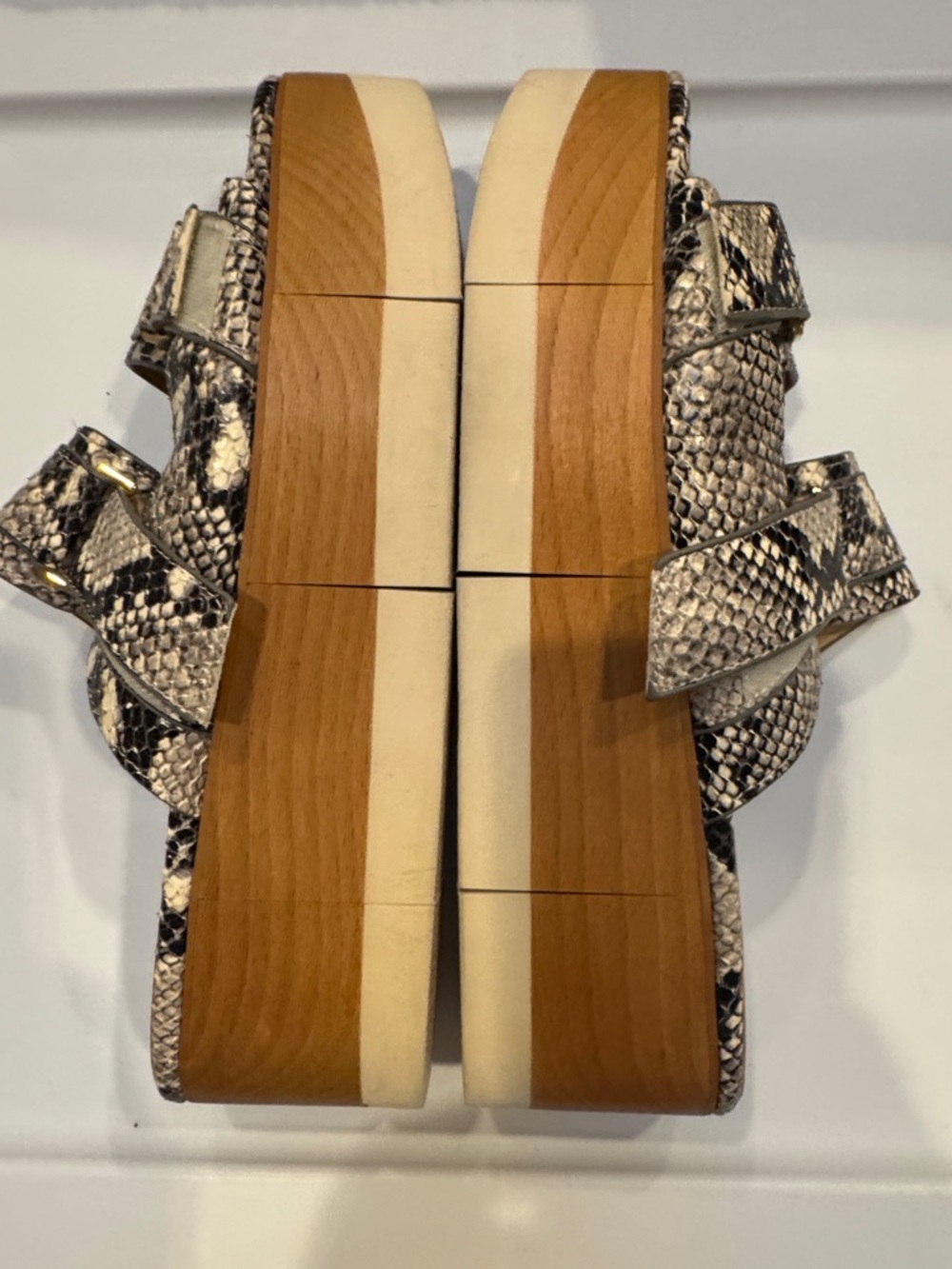 Veronica Beard Welda Snake-Print Platform Slides Sandals 10 - Picture 5 of 8